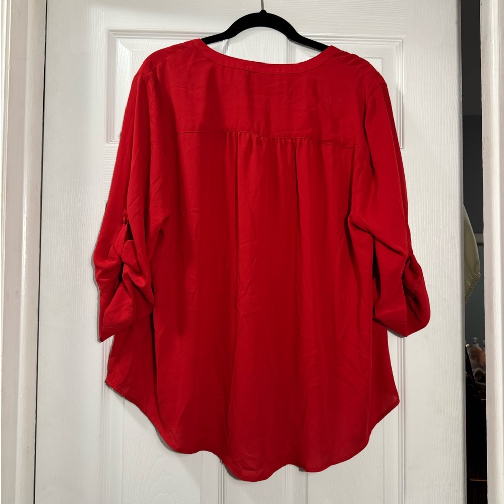 Torrid Harper Red Button Front Blouse Size 1X 3/4 Sleeve High Low Top - Picture 6 of 6